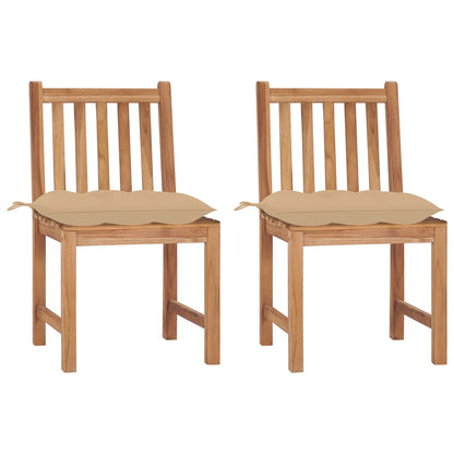 Tuinstoelen 2 St Met Kussens Massief Teakhout Beige