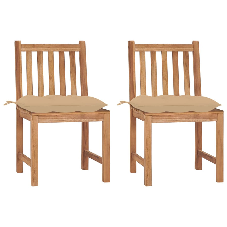 Tuinstoelen 2 St Met Kussens Massief Teakhout Beige