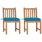 Tuinstoelen 2 st massief teakhout met kussens