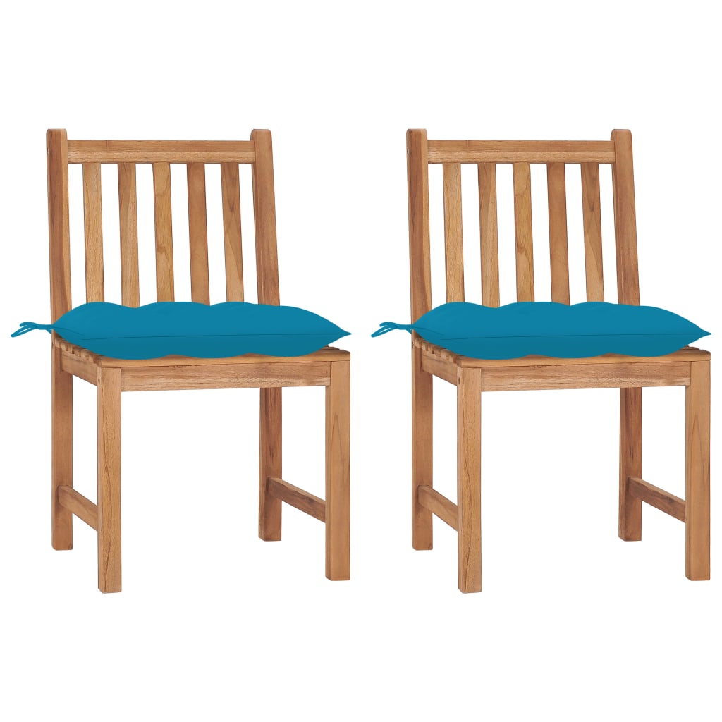 Tuinstoelen Met Kussens Massief Teakhout 2 lichtblauw