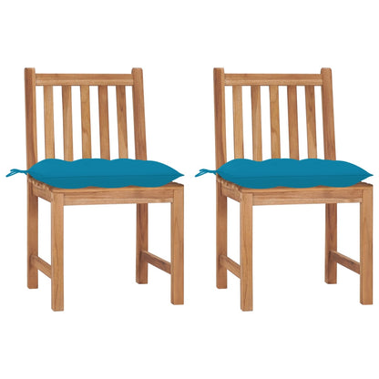 Tuinstoelen Met Kussens Massief Teakhout 2 lichtblauw
