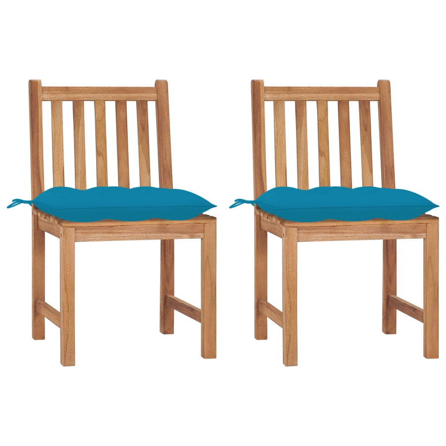 Tuinstoelen Met Kussens Massief Teakhout 2 lichtblauw