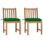 Tuinstoelen 2 st massief teakhout met kussens