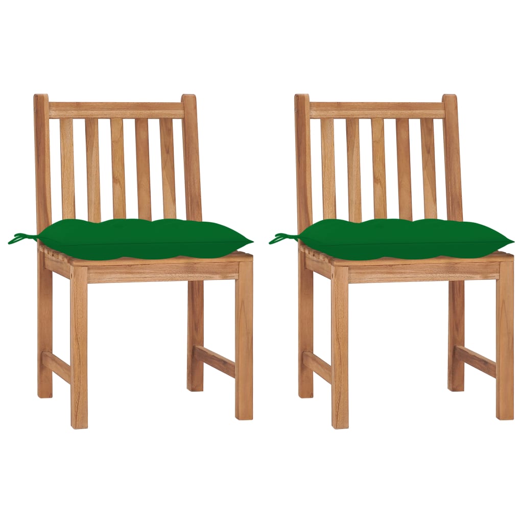 Tuinstoelen Met Kussens Massief Teakhout 2 Groen