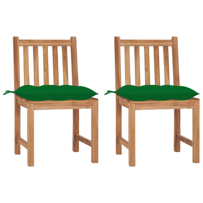 Tuinstoelen Met Kussens Massief Teakhout 2 Groen
