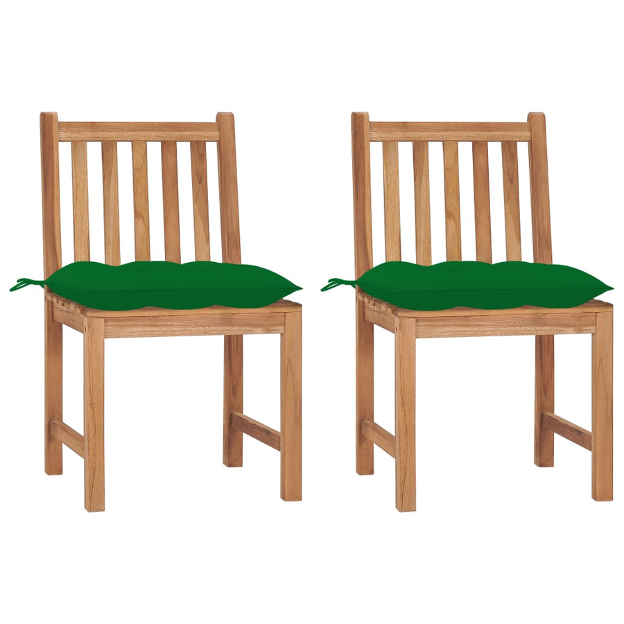Tuinstoelen Met Kussens Massief Teakhout 2 Groen