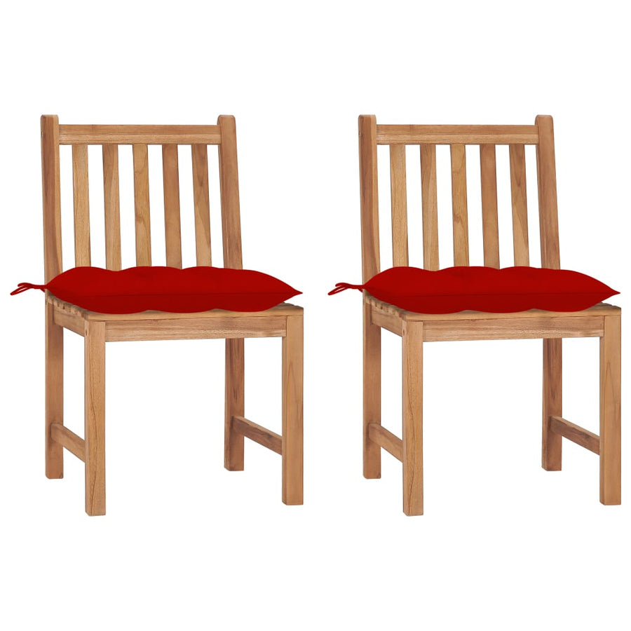 Tuinstoelen 2 St Met Kussens Massief Teakhout Rood