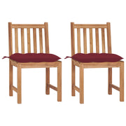 Garden chairs 2 pcs with cushions solid teak wood
