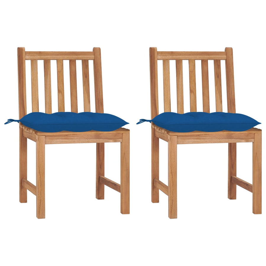Tuinstoelen 2 st met kussens massief teakhout