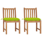 Tuinstoelen 2 st massief teakhout met kussen