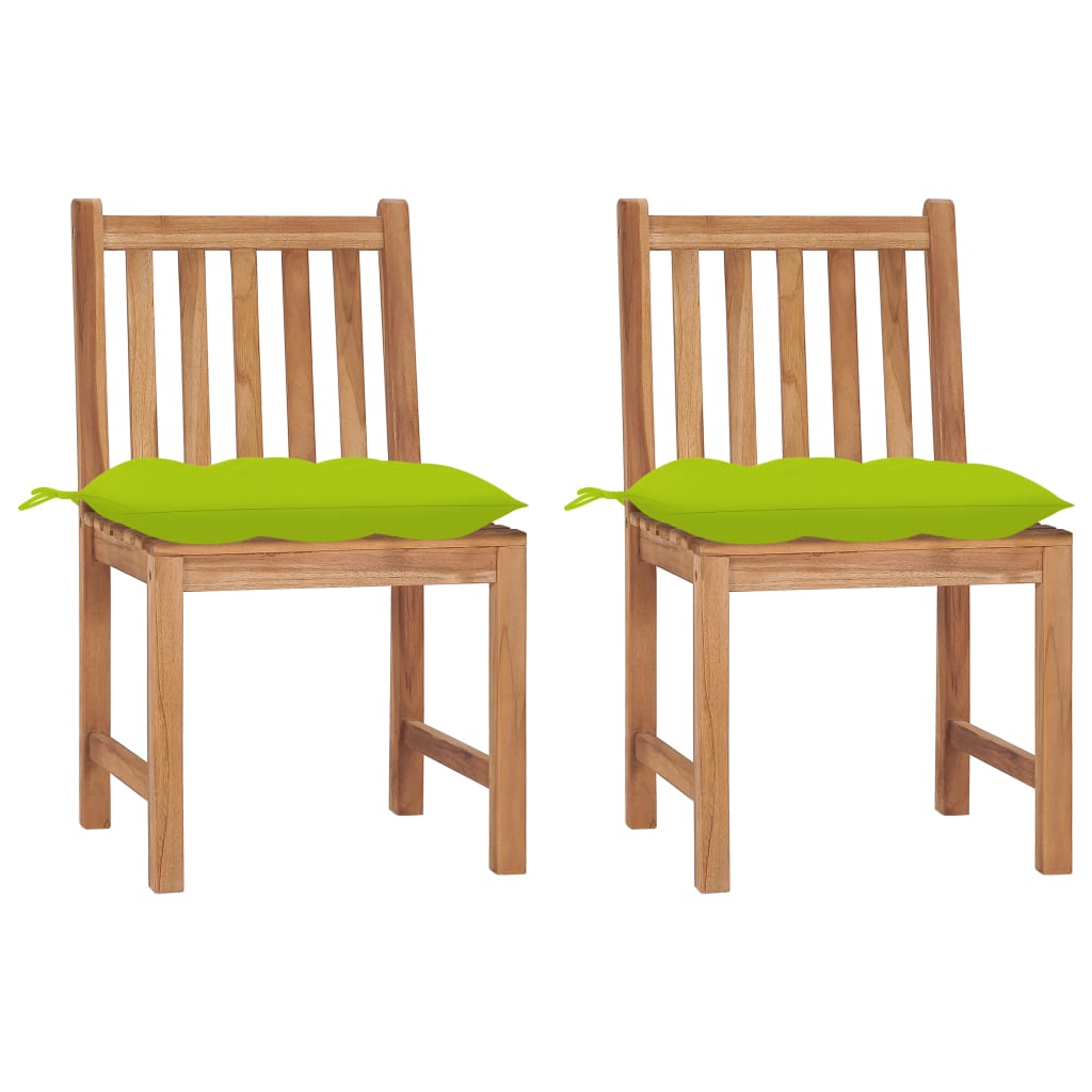 Tuinstoelen 2 St Met Kussens Massief Teakhout Heldergroen