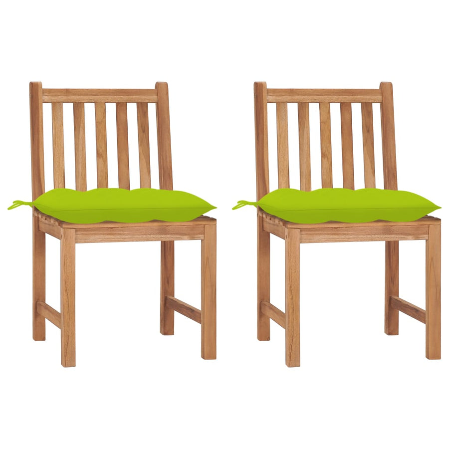 Tuinstoelen 2 St Met Kussens Massief Teakhout Heldergroen
