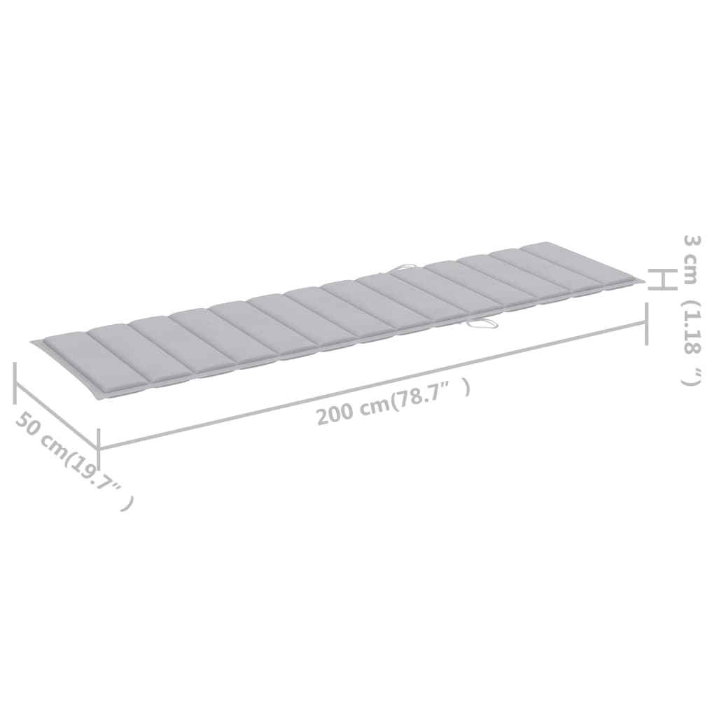Ligbed Met Kussen Massief Teakhout 1 Grijs Zonder tafel