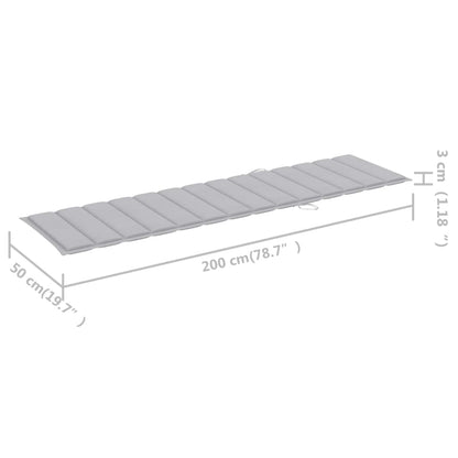 Ligbed Met Kussen Massief Teakhout 1 Grijs Zonder tafel