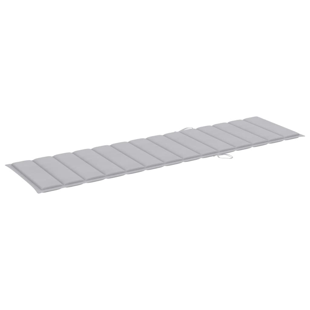 Ligbed Met Kussen Massief Teakhout 1 Grijs Zonder tafel