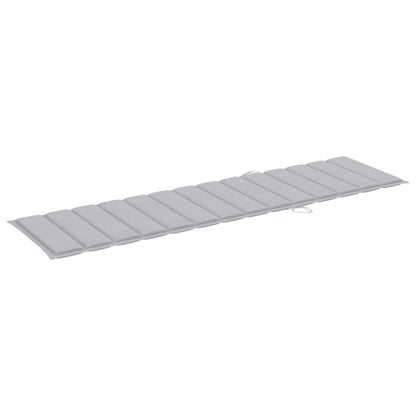 Ligbed Met Kussen Massief Teakhout 1 Grijs Zonder tafel