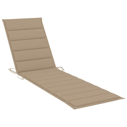 Ligbed Met Kussen Massief Teakhout 1 Beige Zonder tafel