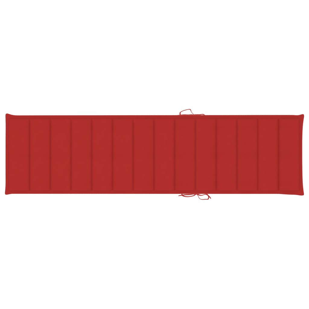 Ligbed Met Rood Kussen Massief Teakhout 1 Zonder tafel