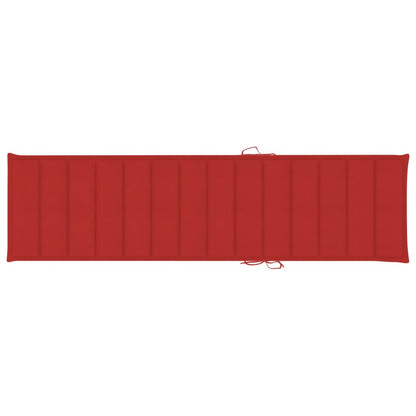 Ligbed Met Rood Kussen Massief Teakhout 1 Zonder tafel