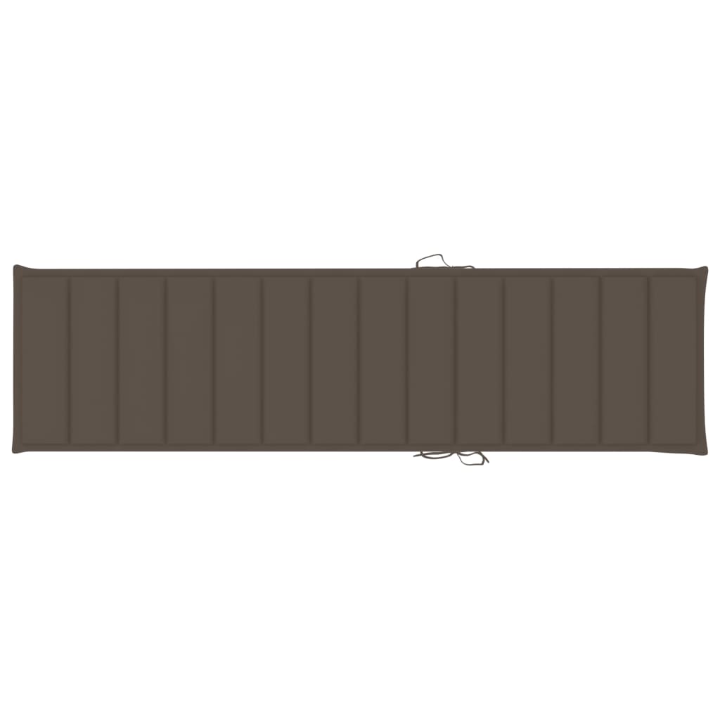 Ligbed Met Kussen Massief Teakhout 1 Taupe Zonder tafel