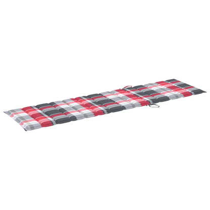 Ligbed Met Rood Geruit Kussen Massief Teakhout 1 Rood ruitpatroon Zonder tafel