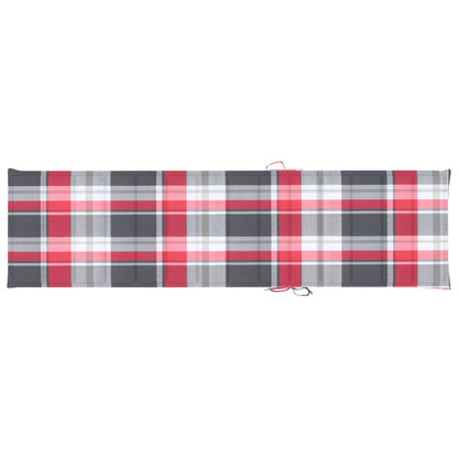 Ligbed Met Rood Geruit Kussen Massief Teakhout 1 Rood ruitpatroon Zonder tafel