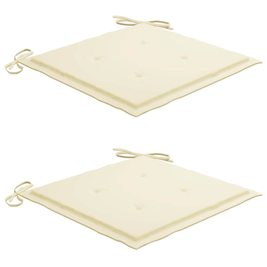 3-Delige Tuinset Inklapbaar Met Kussen Massief Teakhout Crème