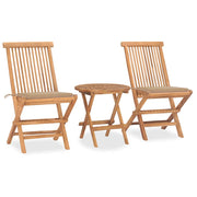 Tuinset 3-delig inklapbaar massief teakhout beige