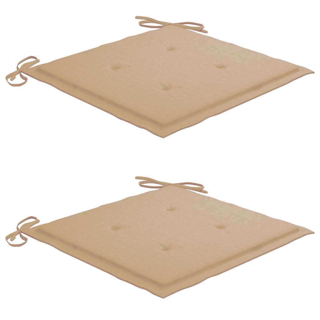 3-Delige Tuinset Inklapbaar Met Kussen Massief Teakhout Beige