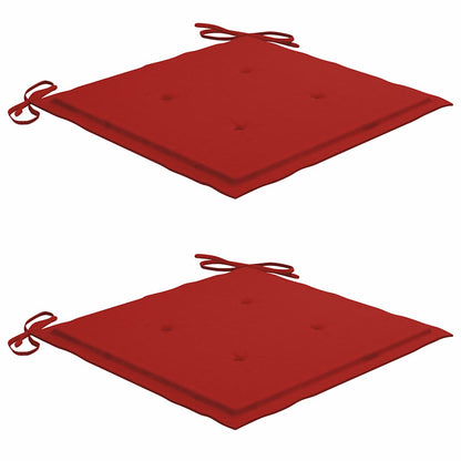 Bistroset Met Rode Kussens Massief Teakhout Rood
