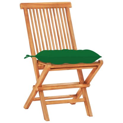 -Delige Bistroset Met E Kussens Massief Teakhout Groen