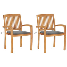 Tuinstoelen Met Grijze Kussens Massief Teakhout 2 Grijs