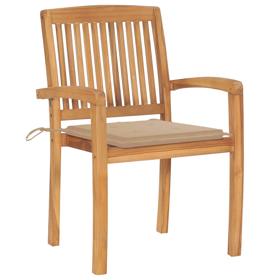 Tuinstoelen 2 St Met Beige Kussens Massief Teakhout