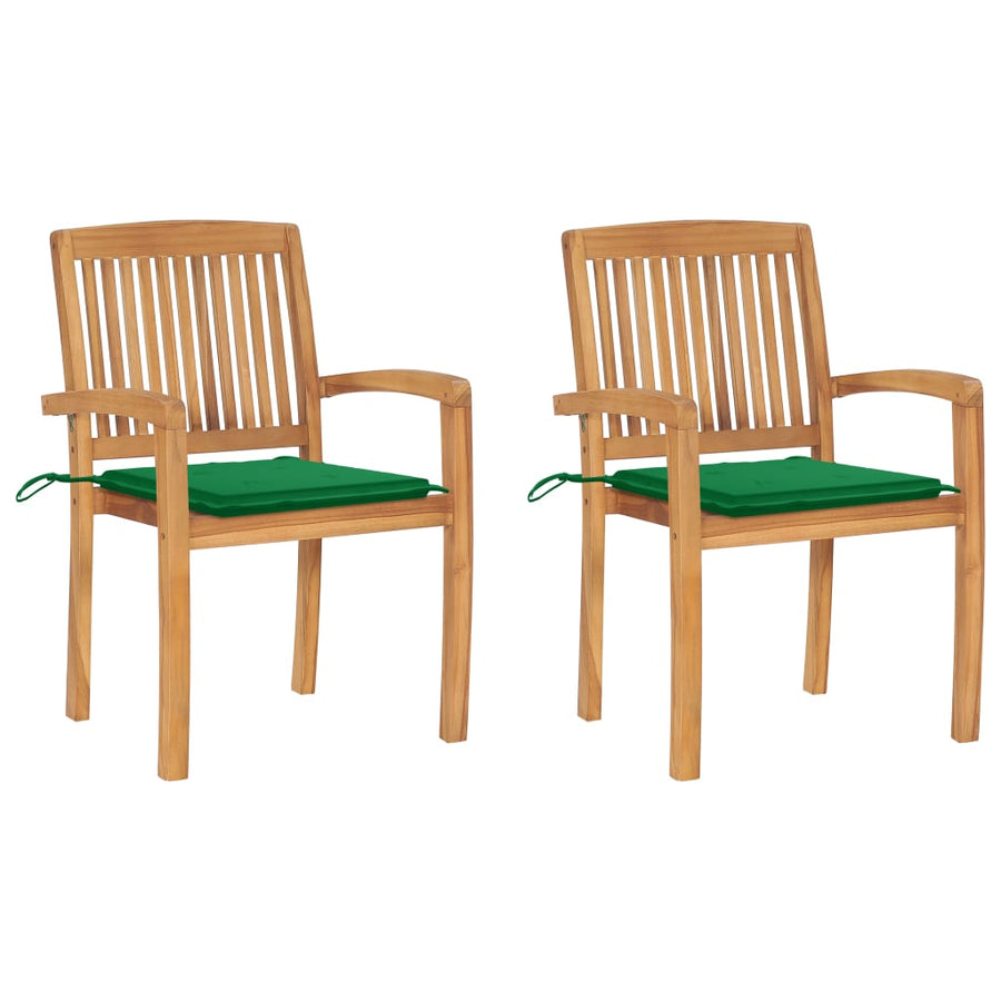 Tuinstoelen Met E Kussens Massief Teakhout 2 Groen