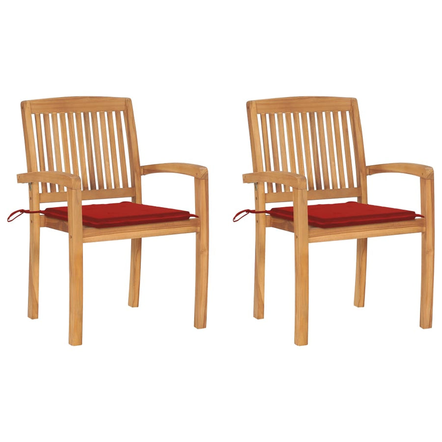 Tuinstoelen Met Rode Kussens Massief Teakhout 2 Rood