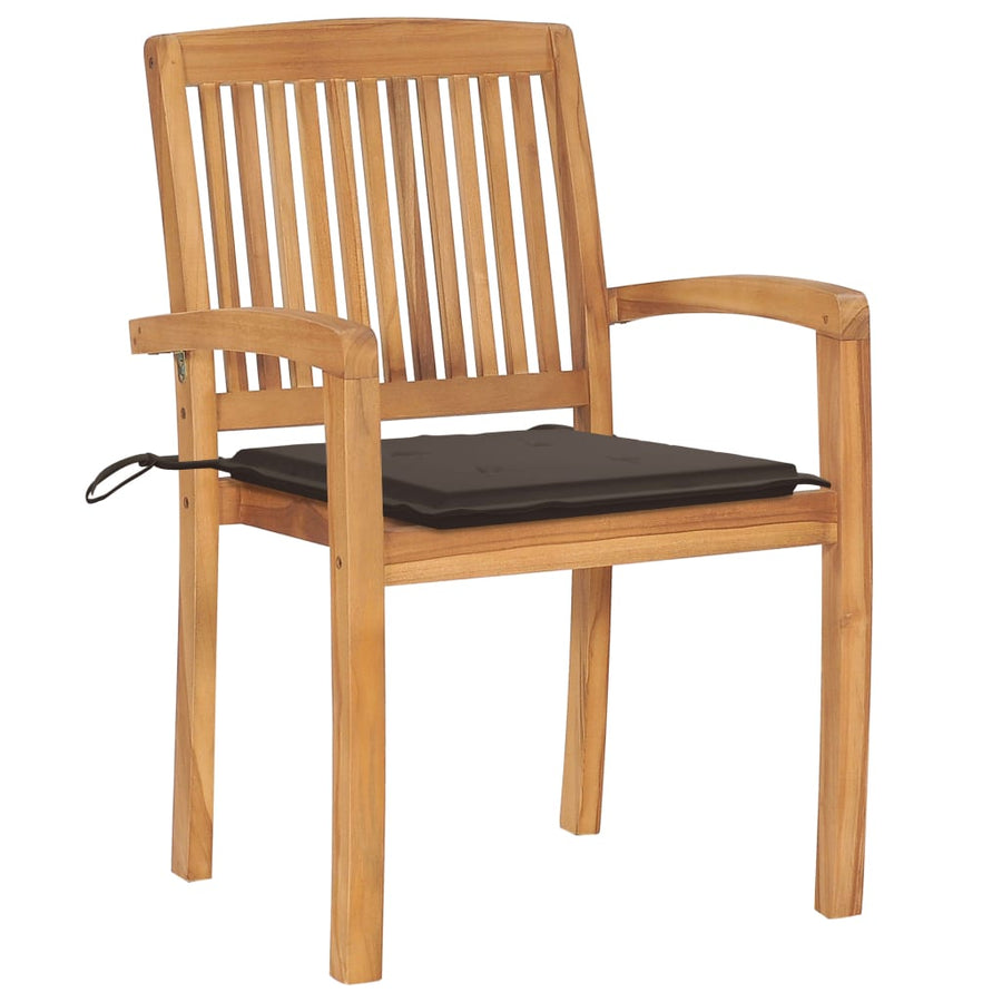 Tuinstoelen 2 St Met Taupe Kussens Massief Teakhout