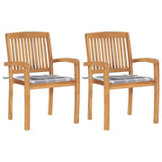 Tuinstoelen 2 st massief teakhout met kussens