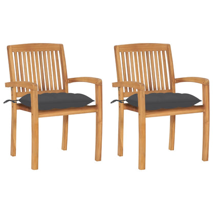 Tuinstoelen 2 St Met Antracietkleurige Kussens Massief Teakhout 1