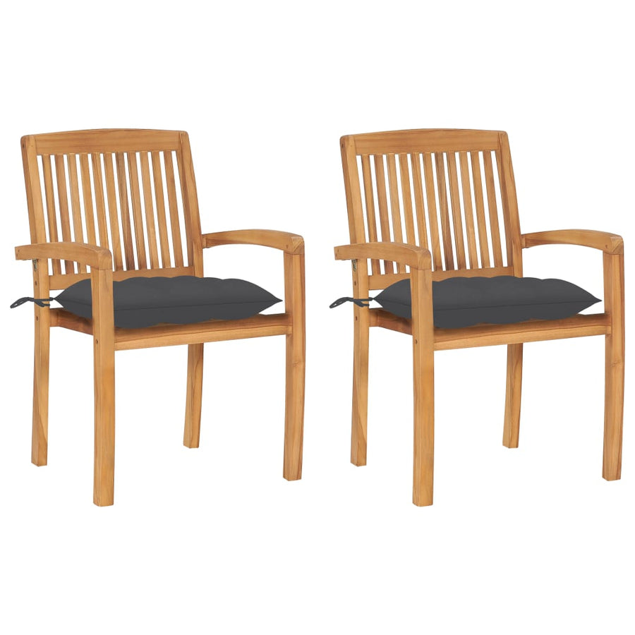 Tuinstoelen 2 St Met Antracietkleurige Kussens Massief Teakhout 1