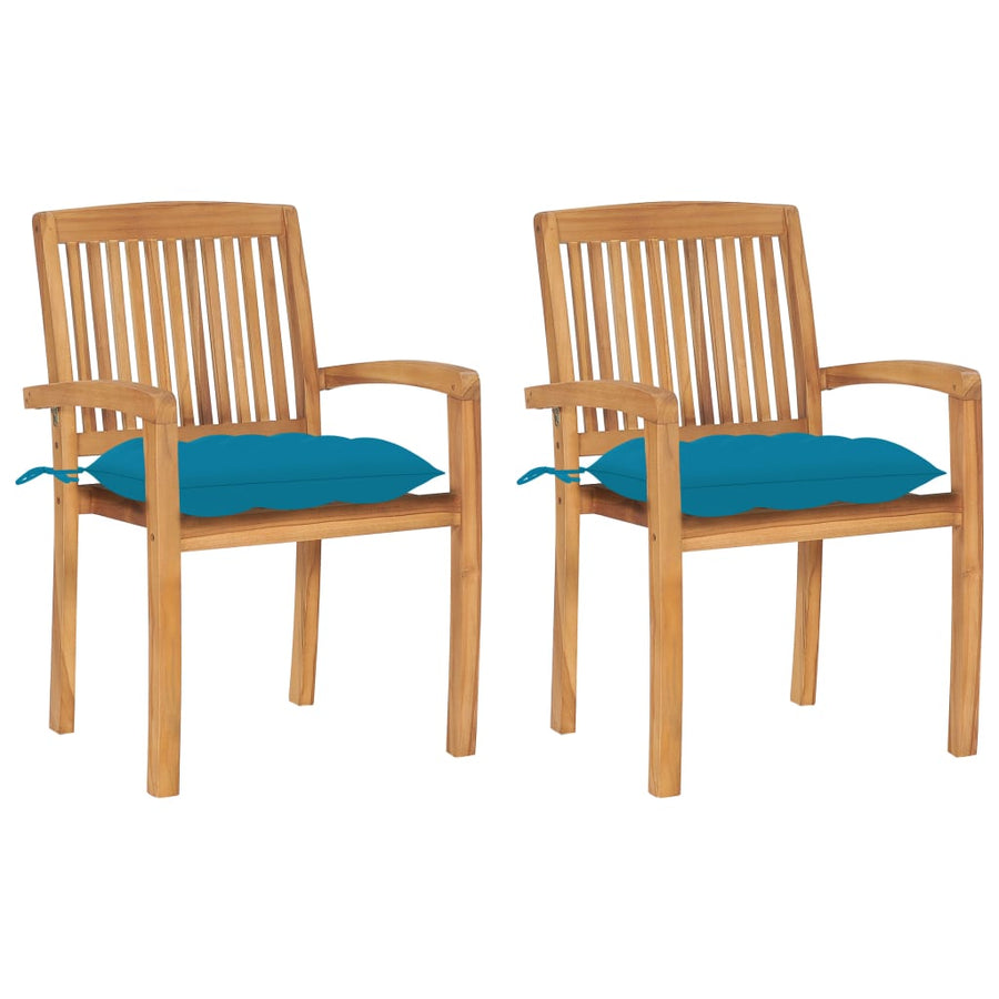 Tuinstoelen Met E Kussens Massief Teakhout 2 lichtblauw