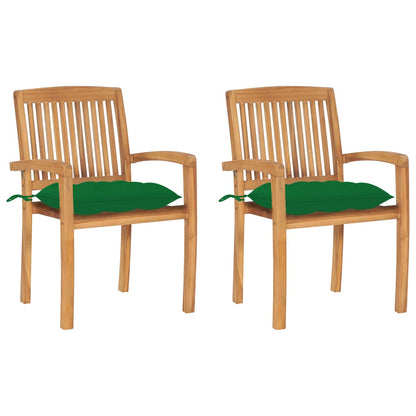 Tuinstoelen Met E Kussens Massief Teakhout 2 Groen