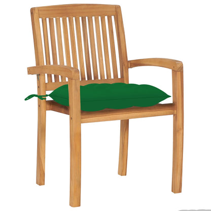 Tuinstoelen Met E Kussens Massief Teakhout 2 Groen
