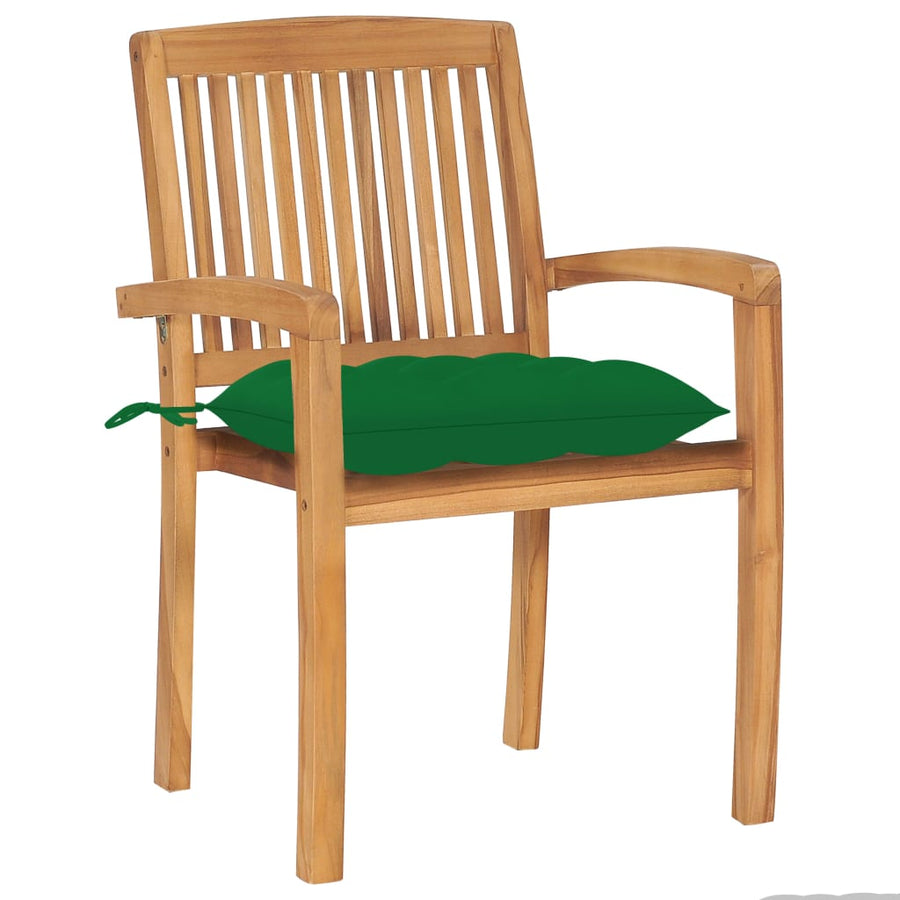 Tuinstoelen Met E Kussens Massief Teakhout 2 Groen