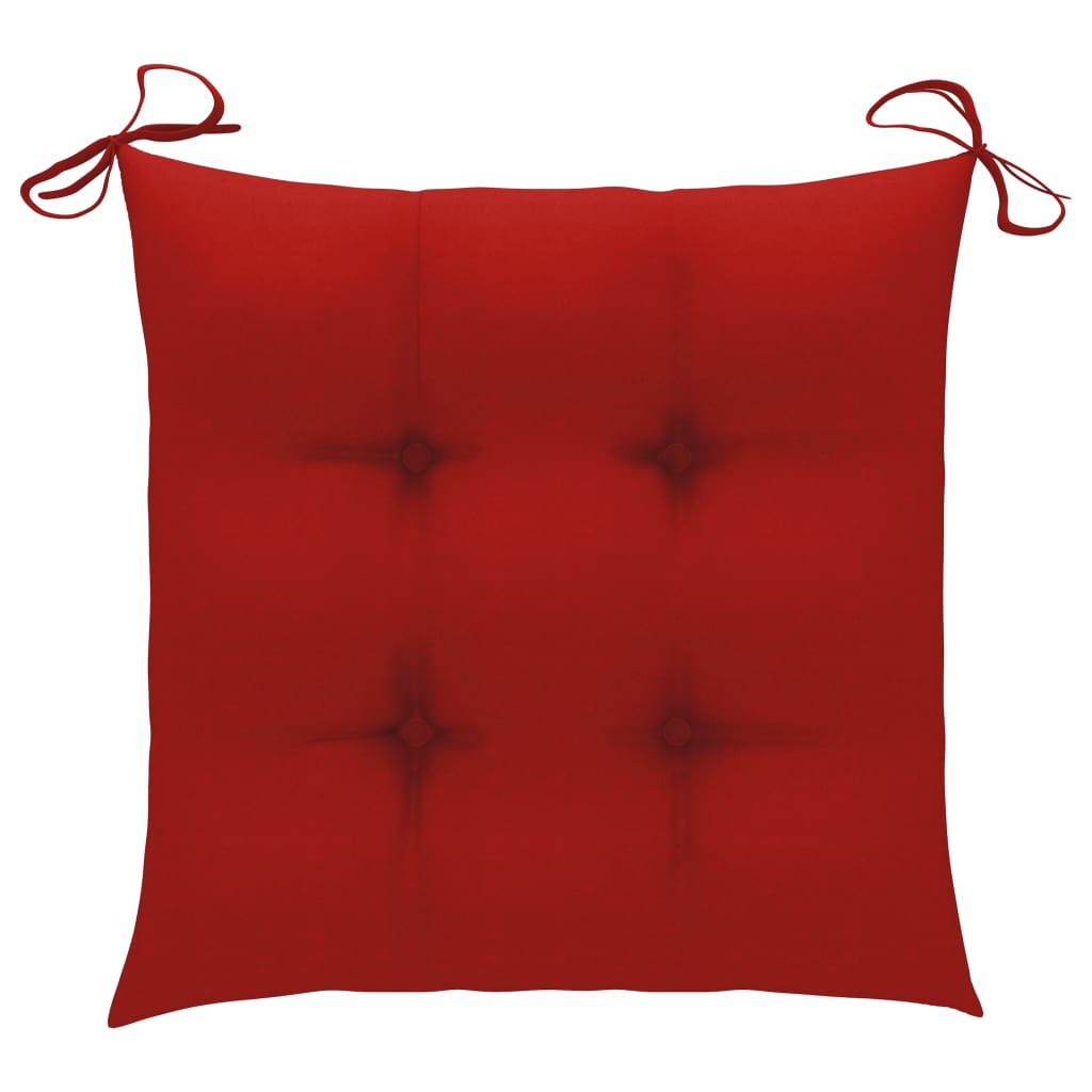Tuinstoelen 2 St Met Rode Kussens Massief Teakhout Rood