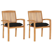Tuinstoelen 2 St Met Zwarte Kussens Massief Teakhout