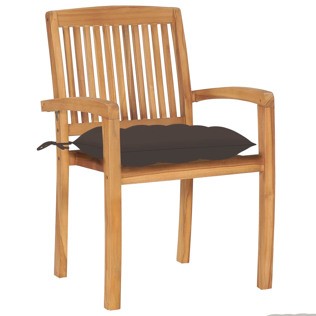 Tuinstoelen Met Kussens Massief Teakhout 1 2 Taupe