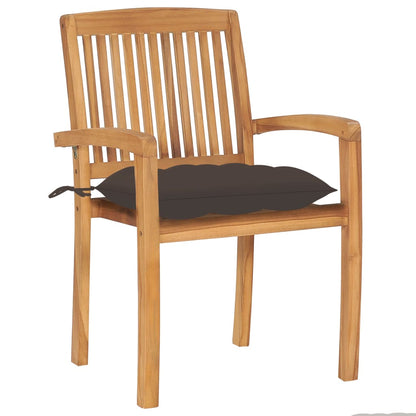 Tuinstoelen Met Kussens Massief Teakhout 1 2 Taupe