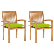 Tuinstoelen 2 st massief teakhout heldergroen