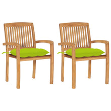 Tuinstoelen 2 St Met Heldergroene Kussens Massief Teakhout