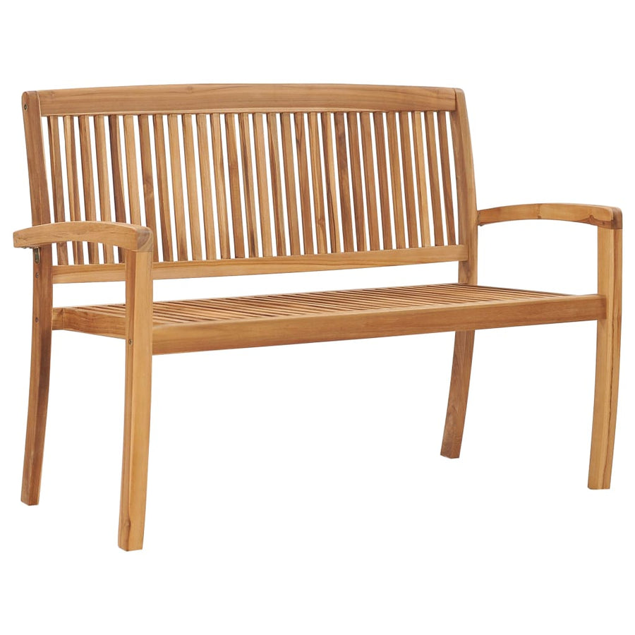 Tuinbank Stapelbaar Met Kussen 128,5 Cm Massief Teakhout 120 cm Grijs